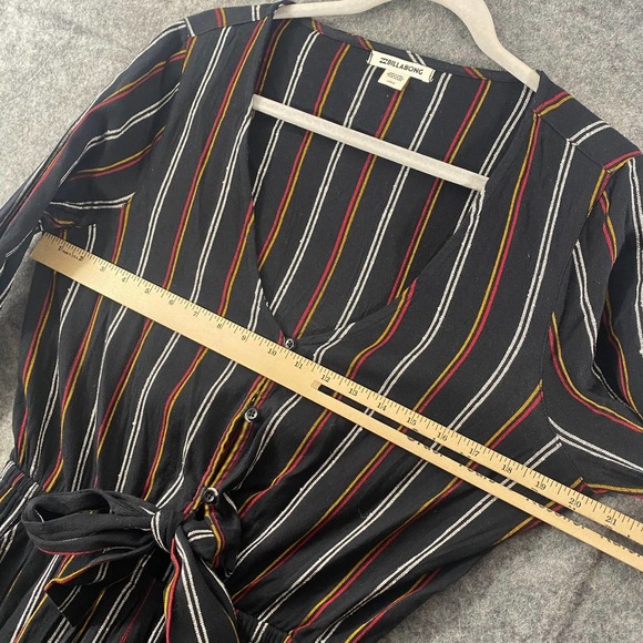 Billabong Romper Large Black Striped Play All Day V-Neck Long Sleeve - Picture 7 of 15
